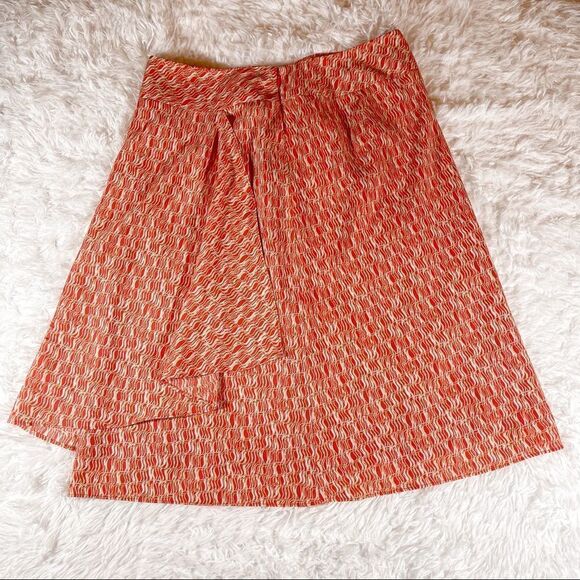 Vintage A Line Red Geometric Print Faux Wrap Mini Skirt SZ 8 EUC - Picture 2 of 10